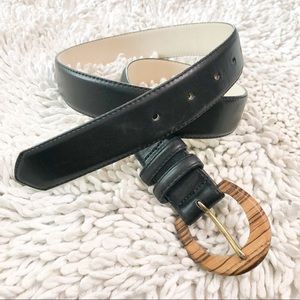 VINTAGE 90’s Talbots black leather wooden belt L